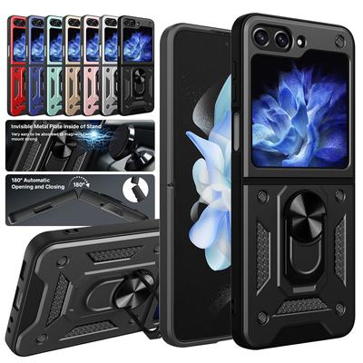 Ударопрочный чехол Armor для Samsung Galaxy Z Flip 6 5 4 3 5G с кольцом-магнитным держателем Business Full Protection Cover