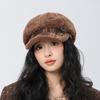 Мягкая восьмиугольная кепка женская осенне-зимняя теплая берет с большой головой кепка газетчика