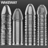 WAKEWAY Чехлы для пениса, удлинитель, мужские презервативы с кристаллами, презервативы для пениса, кольцо для пениса, секс-игрушка для взрослых, секс-игрушка для мужчин, более длительный срок службы