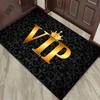 Роскошный 3D VIP ковер - Нескользящий полиэстер, Черно-золотая VIP корона, Идеально подходит для патио, гостиной, спальни