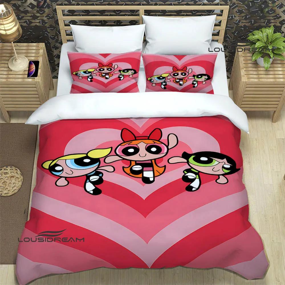 3D Мультяшные комплекты постельного белья P-Powerpuff-Girls изысканный набор постельных принадлежностей пододеяльник набор одеяло комплект постельного белья роскошный подарок на день рождения