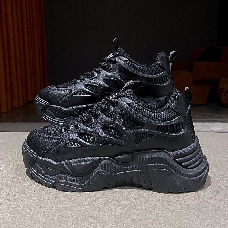 2025 весна и осень новые дышащие кроссовки для пап детские корейская версия черные спортивные и повседневные туфли женские на платформе для бега женские туфли