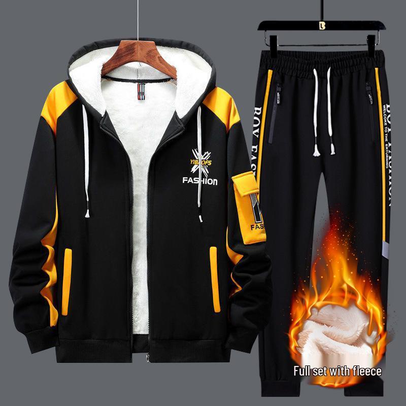 Fleece-Lined Boys' Hoodie - Thick Winter Jacket for Teenagers, Perfect for Autumn Sports and School