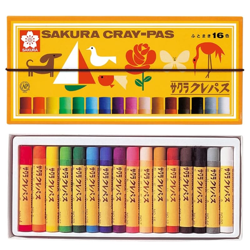 Цветные карандаши Sakura Craypas, 16 цветов, с резинкой (LP16R)