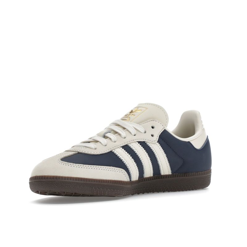 Adidas Samba OG Night Indigo Crew White Женские кроссовки Сине-кремово-бело-золотые-металлические IG1968