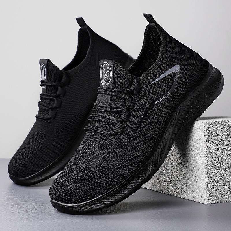 Мужская повседневная обувь Flyknit - Большой размер, дышащая сетка с мягкой подошвой для комфорта