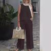 Women's Suits Summer Fashion Sleeveless Loose Blouse Wide Leg Pants Two Piece Sets for Women Casual Outfits