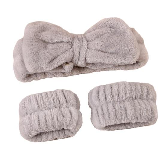 1 Set Face Wash Hair Band Soft Comfortable Spa Bowknot Headband And Wristbands Set Grooming Accessories