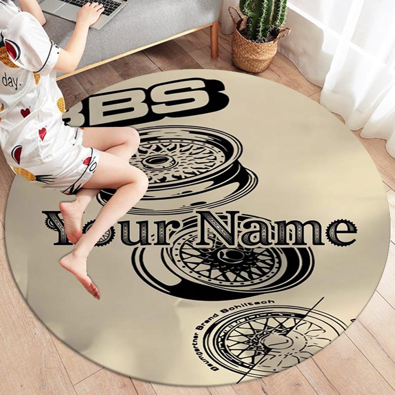 Bbs Gear Logo Custom Name Round Area Rug Carpet Rug For Living Room Bedroom Sofa Playroom Decor Nonslip Floor Mat