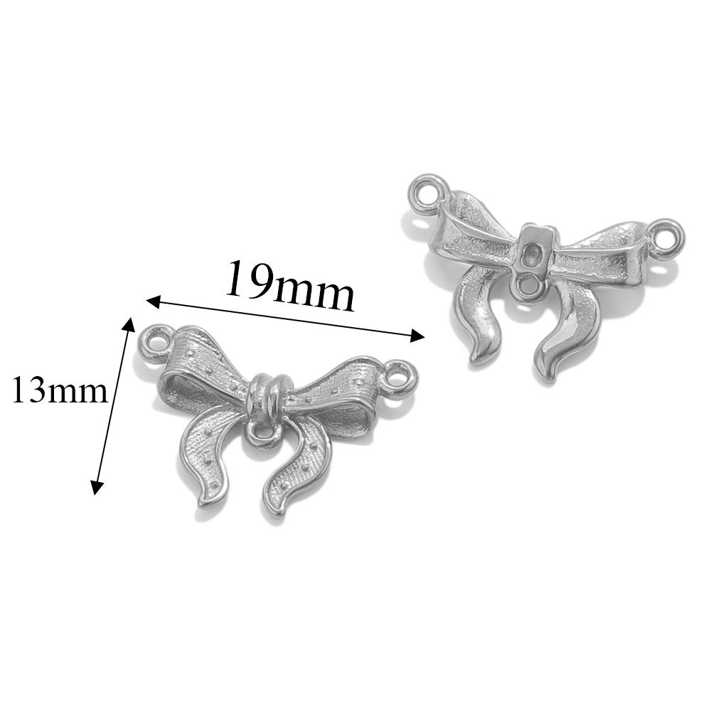 5 шт. Подвески-соединители из нержавеющей стали с двумя отверстиями для браслетов, ожерелий, изготовления ювелирных изделий, DIY, в виде сердца, банта, золотистые, коннекторы