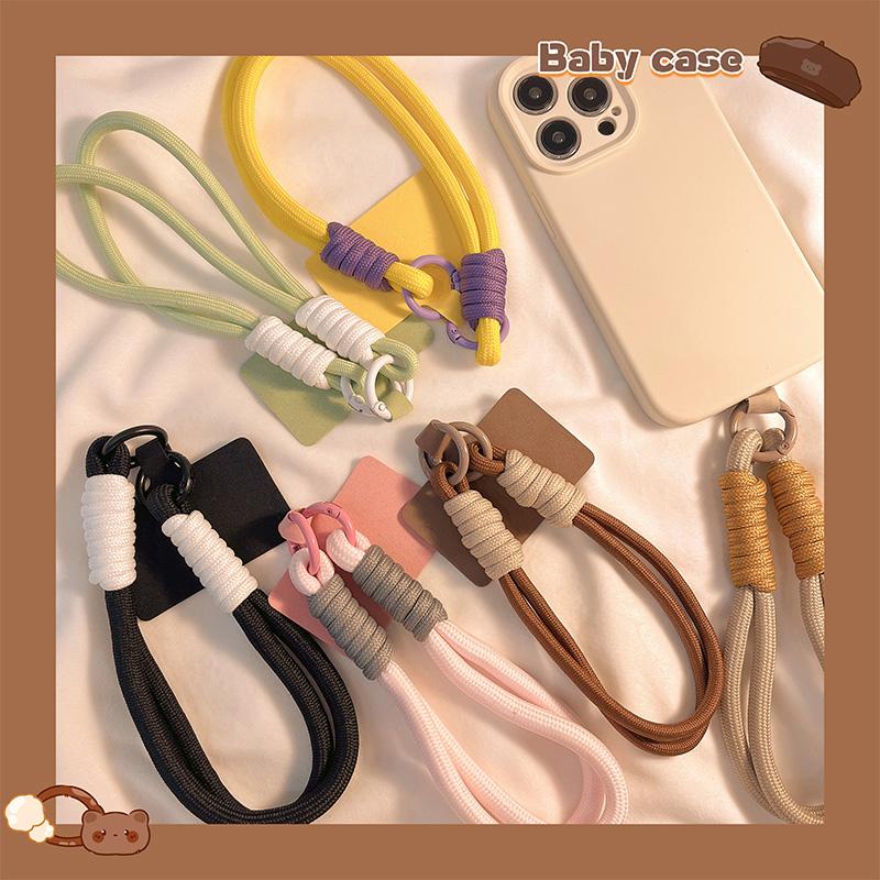 Ins Style Braid Мобильный телефон Ремешок Однотонный анти-потеряющийся короткий браслет подвеска для подвешивания ремешок веревка с проставкой