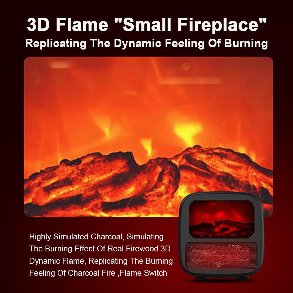 Электрические каминные обогреватели 1000 Вт Портативные мини-вентиляторы для обогрева Теплый обогреватель Настольный пламенный воздухонагреватель Домашний печной обогреватель для зимы