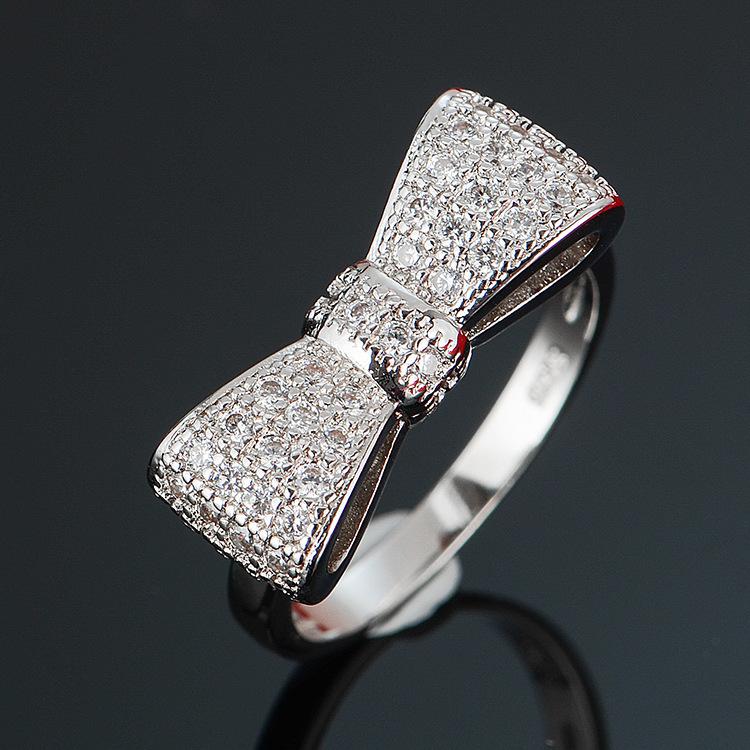 White Bow Zircon Jewelry Simple Women's Jewelry Ring
