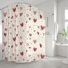 Red Heart Shower Curtain Cream Background Waterproof Anti Mold Bath Liner Romantic Valentine Decoration For Bathroom Home
