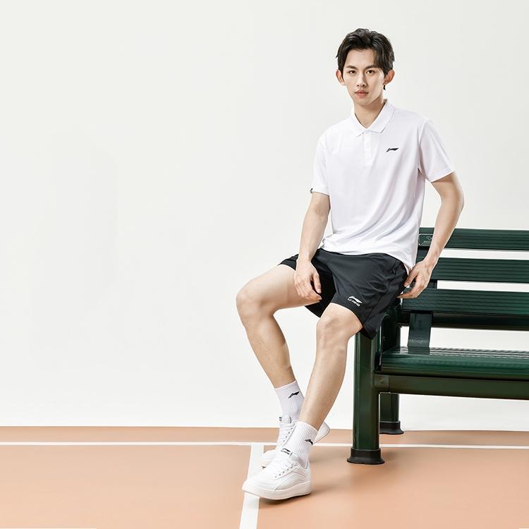 Li Ning Logo Дышащая быстросохнущая рубашка поло с коротким рукавом Унисекс Рубашки поло Белые APLR125-1