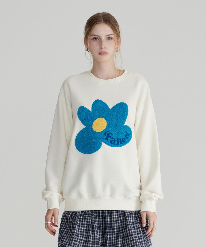 FALLETT Boucle Flower Sweatshirt Ivory