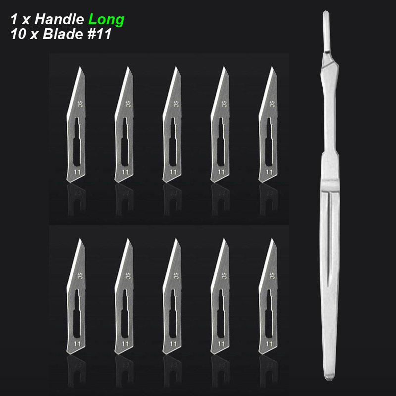 Scalpel Blades Handle Thick Long Carbon Steel Carving Metal Office Surgical Stationery Medical Cutter Knife Number 10 11 12 15