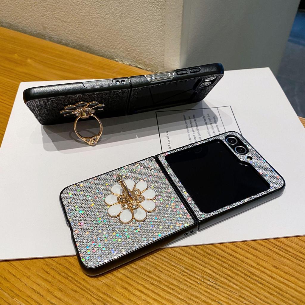 Жесткий чехол Samsung Z Flip6 Starry Sky Glitter Stand, совместимый с Z Flip4/Flip7