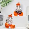Musical Ganesha Pair for Home Decor | Brings Prosperity - (Orange and White, Pack of 2)(Resin)