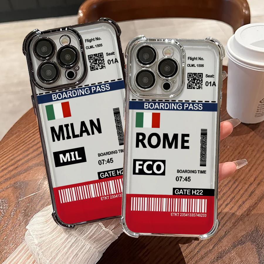 Чехол Hot Air Rome Label для Apple iPhone 17 Air 16 15 14 Plus 13 12 11 Pro Max 16e Прозрачный чехол