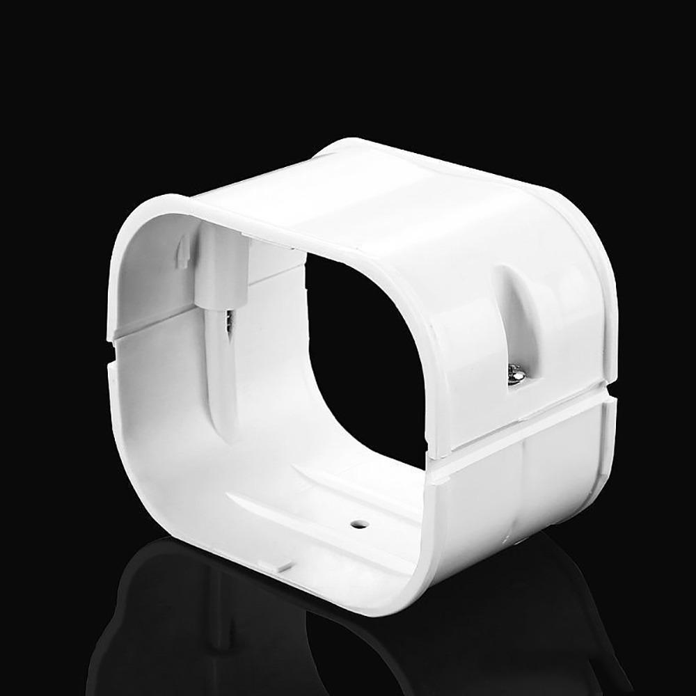 75*65mm Air Cond Lineset Cover System White PVC Coupling End Cap Cover Flat Elbow Weather Resistance Wall Cap Connection Lines