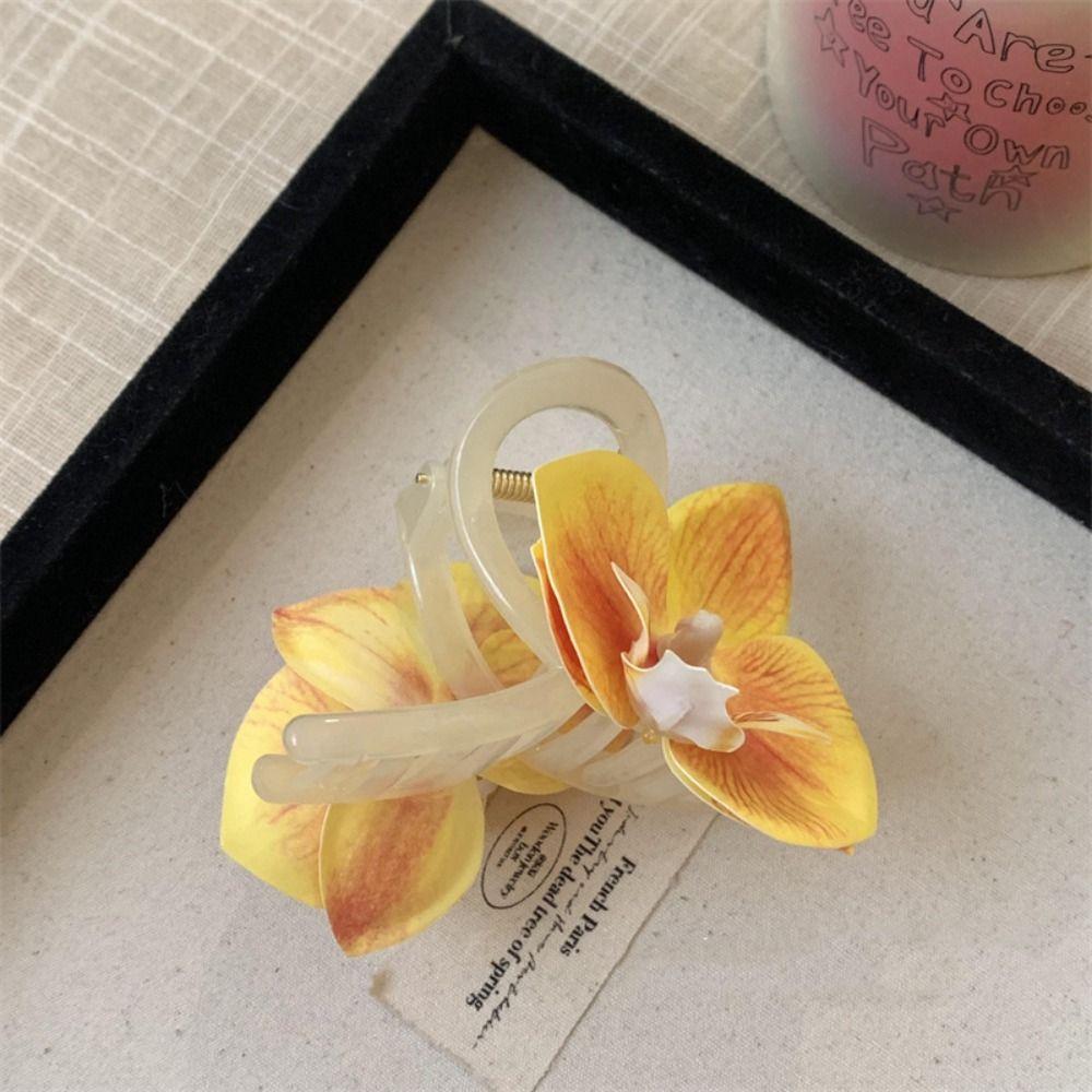 Cloth Flower Hair Claw Bohemia Barrettes Large Shark Clip Creative Orchid Hair Clip  Daily