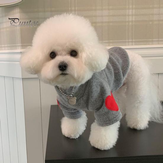 Pet Pullover Fashionable Love Pattern Dog Shirt Comfortable Warm Cat Two-Legged Clothing Pet