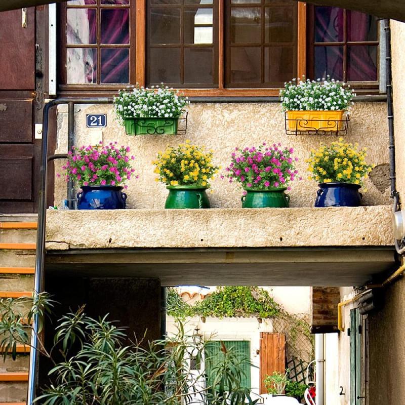 Flowers Artificial Bundle Outdoor Artificial Resistant Faux Plastic Shrubs Plant