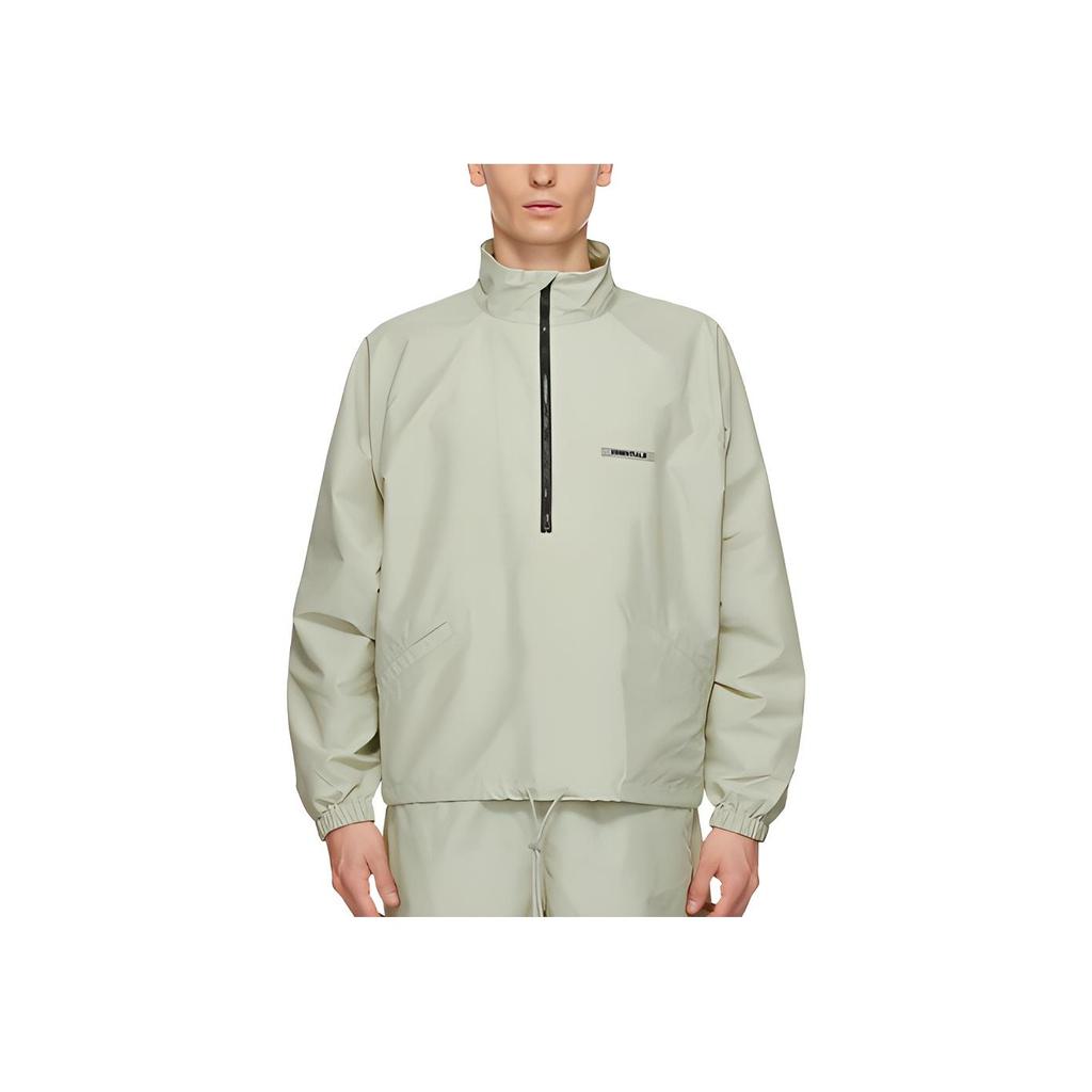 Fear of God Essentials Спортивная куртка с молнией до середины и логотипом на плече, унисекс, цвет шалфей, FOG-FW20-191