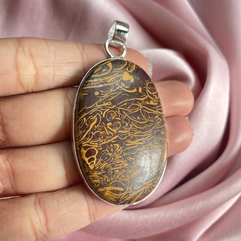 Подвеска Мариам Джаспер с серебряным ожерельем-цепочкой Подвеска из стерлингового серебра 925 пробы