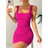 Летнее мини-платье bodycon с квадратным вырезом, без рукавов, повседневное, для вечеринки, клубное, для ночного выхода, облегающее, bodycon