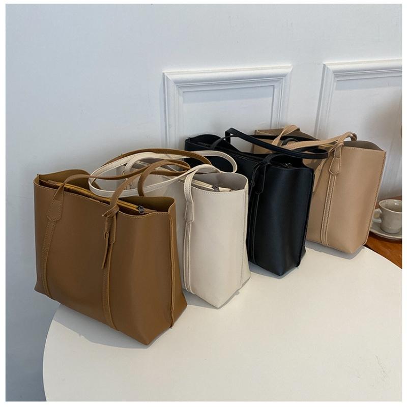 Женская сумка, большая сумка, женский новый стиль, простая и вместительная мягкая кожаная сумка-тоут, повседневная и универсальная сумка через плечо