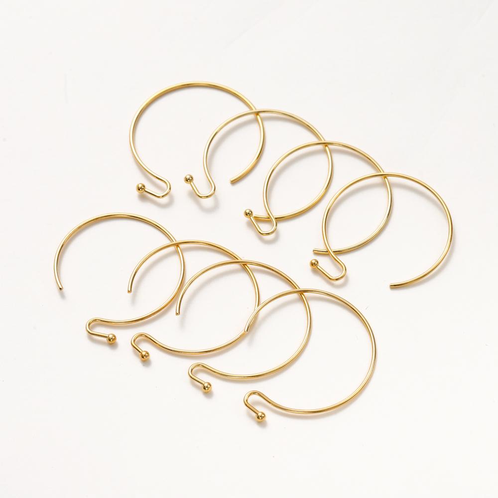 20pcs/lot 14K 18K Gold Plated Hoop Earring Hooks Ear Wire Findings For DIY Making Earrings Jewelry Accessories Wholesale