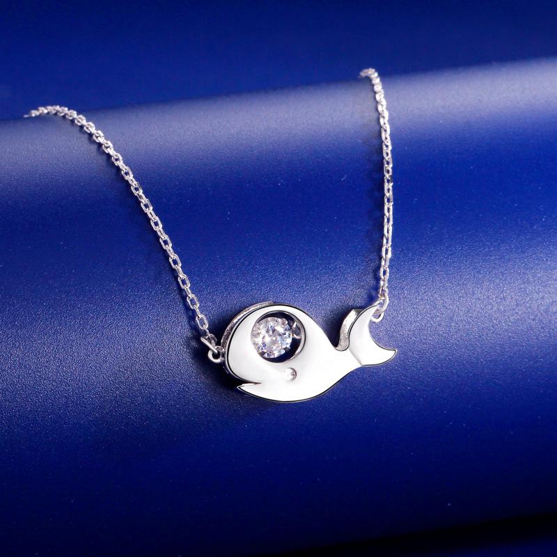 S925 Sterling Silver Whale Necklace, Women's Fashion, Simple, Lively Clavicle Chain, Versatile INS Style.