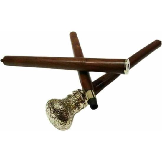 Трость в винтажном стиле с антикварной латунной ручкой в викторианском стиле