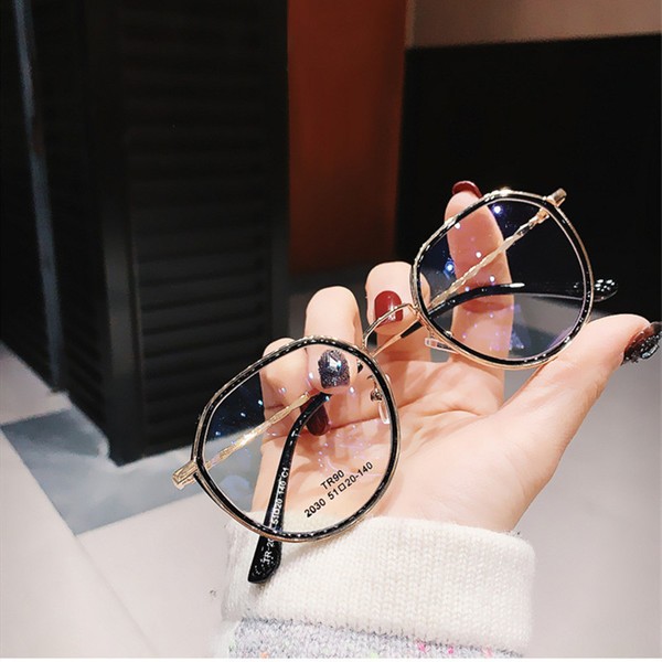 Women Men Fashion Round Myopia Glasses Anti-blue Light Oversized Eyeglasses Frames Students Metal Clear Glasses -1.0 -1.5 -2.0 -2.5 -3.0 To -6.0