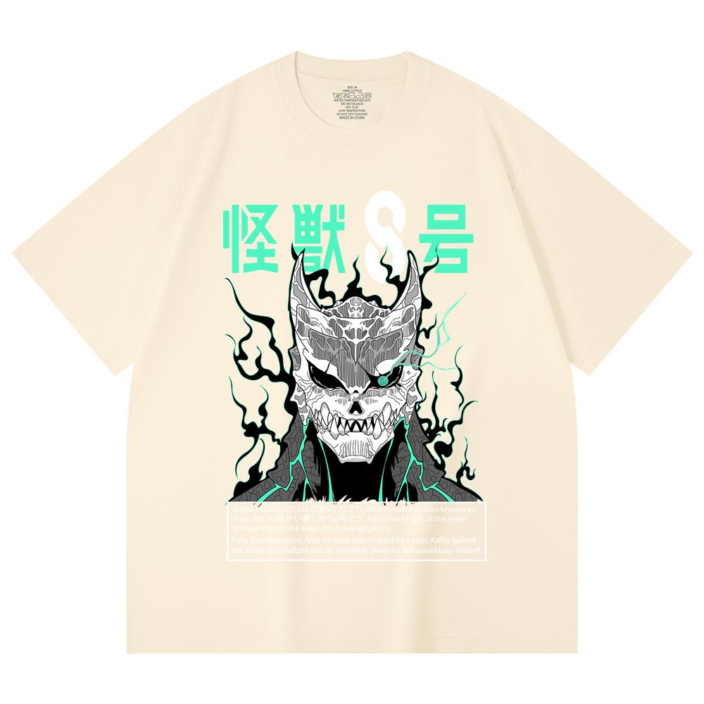 230 г/м² 100% хлопок Kaiju No 8 V3 Принт Унисекс Тяжелая хлопковая футболка