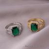 Кольцо с цирконом, зеленым камнем, похожим на изумруд: Ретро Роскошь Сетевой Популярный Стиль Ювелирные Изделия