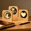 Персонализированный 3D Фото Ночник из Искусственного Кристалла с Гравировкой Фотографии Прозрачный Шар со Светодиодной Подсветкой и Деревянной Подставкой Памятный Подарок для Питомцев Паре на День Рождения