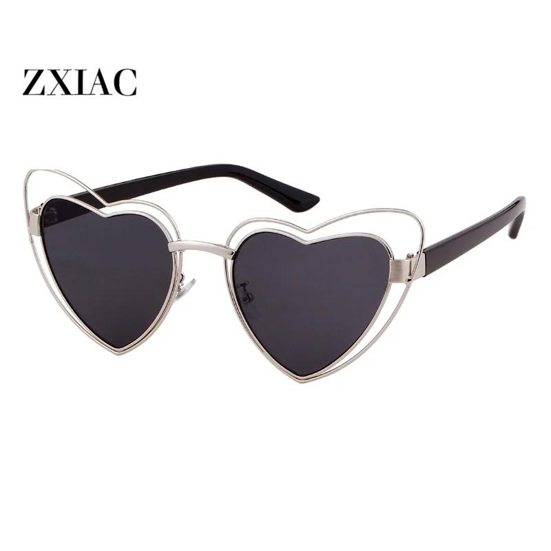 ZXIAC Fashion Love Shaped Frame Sunglasses Women Men Trend Double Peach Heart Metal  Sun Glasses Female Party Shades UV400 Music