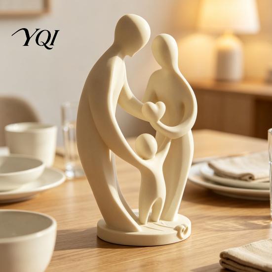 Художественный настольный декор для офиса 3D-печатная фигурка семьи из трех человек, Абстрактная скульптура связи родителя и ребенка, Элегантные скульптуры, Современная скульптура для интерьера,