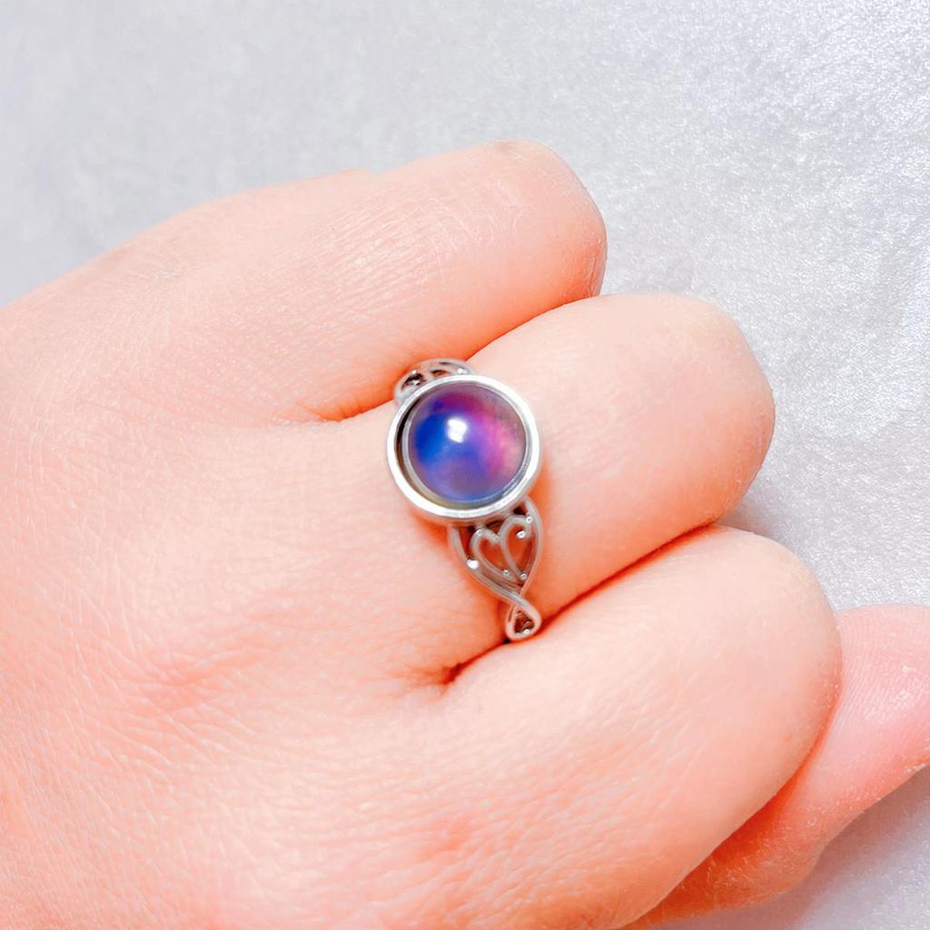 Корейская и японская мода Милое кольцо с камнем, меняющим цвет в зависимости от температуры