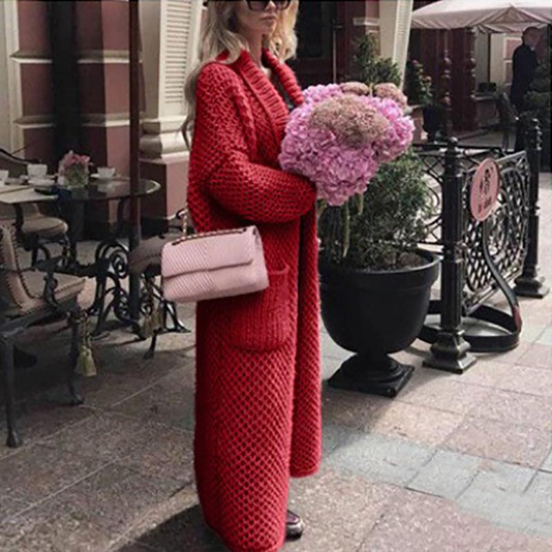 Осенний кардиган, свободный вязаный джемпер, длинное пальто, джемпер-накидка