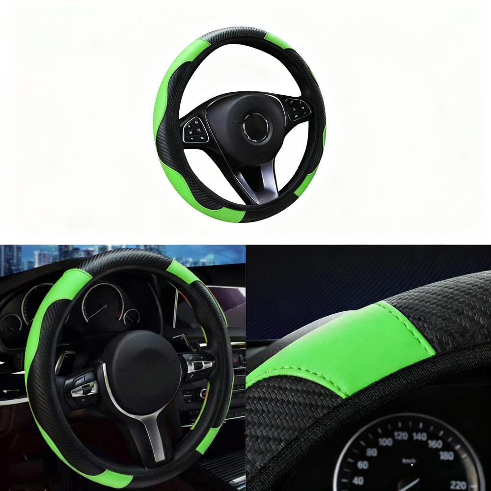 Car Steering Wheel Cover, Carbon Fiber Ultra-fine Elastic Steering Wheel Protective Cover, Car Decoration for Most Cars, Trucks