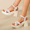 Fashion Chunky High Heels Sandals for Women Summer Ankle Strap Plarform Sandals Woman Cross Strap Thick Heeled Party Shoes