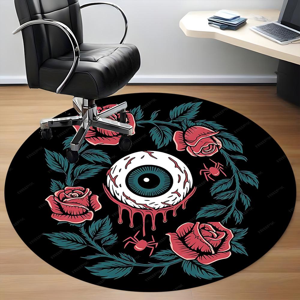 1pc Eyeball Roses Carpet, Round Non Slip Durable Large Size Office Carpet, Suitable for Office
