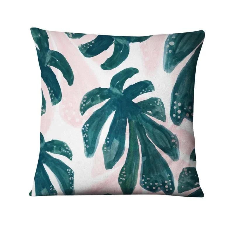 Green Plant Printed Cushion Cover Decorative Tropical Palm Leaf Pillow Case Living Room Bedroom Car Sofa Home Decora Pillowcase