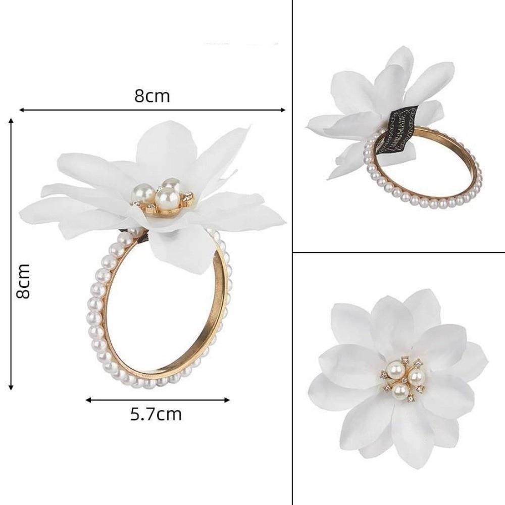 3pcs White Napkin Rings Silk Flower Napkin Buckles Vintage Napkin Holders  Dinner Table Decoration