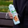 750Ml Capibara Water Bottle Leakproof Cute Drink Bottle With Straw And Carry Strap For Outdoor Camping Sports & Fitness Bpa Free
