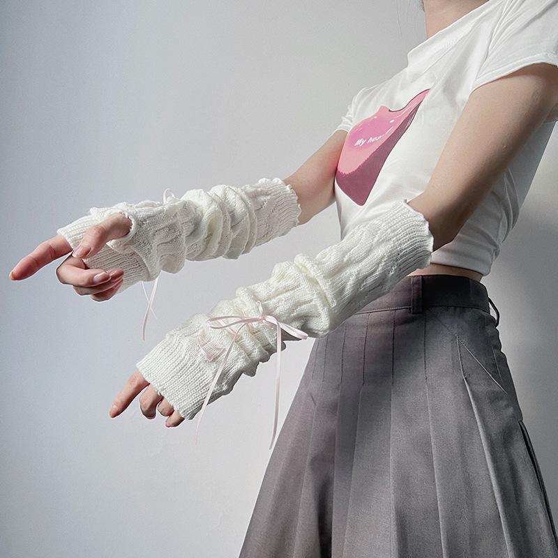 1 пара милых повседневных однотонных перчаток со звездами в стиле панк, длинные перчатки без пальцев для женщин и девочек, нарукавники в стиле Лолиты, подарки